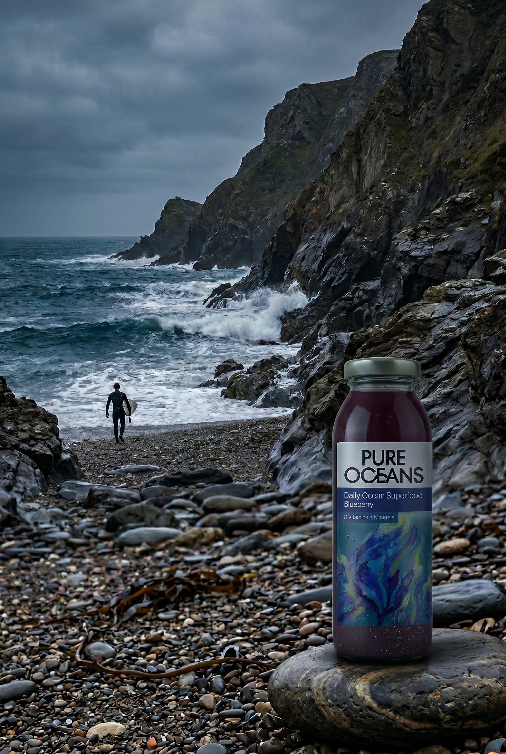 Figure on a rocky shoreline